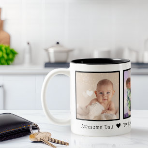 Vatertag 3 Fotos Personalisiert Zweifarbige Tasse