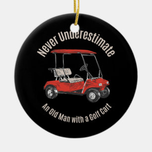 Vatertag Alter Mann mit Golfwagen Keramik Ornament