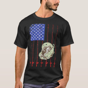 Vatertag Angel Flag Barsch Fisch Cooler Papa T-Shirt