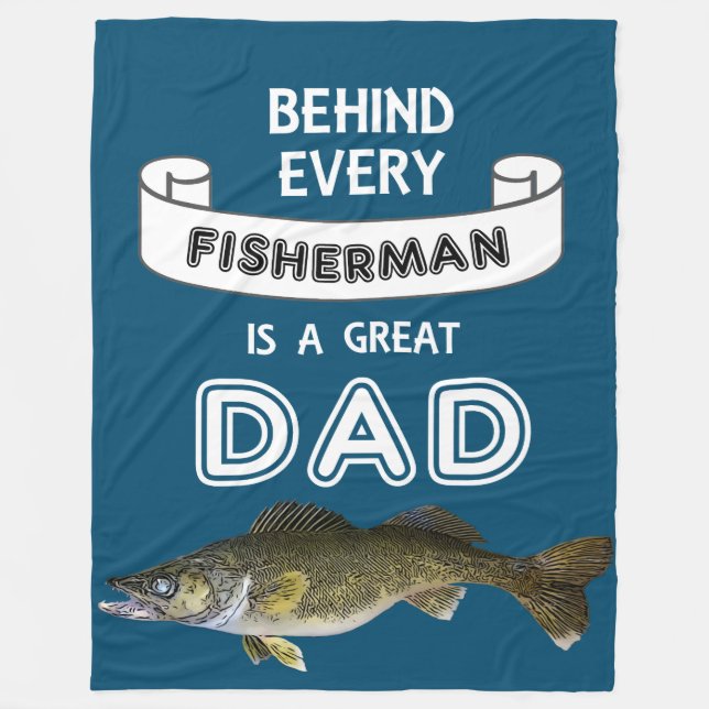 Vatertag Angeln Großer Vater Walleye Fleecedecke (Vorderseite)
