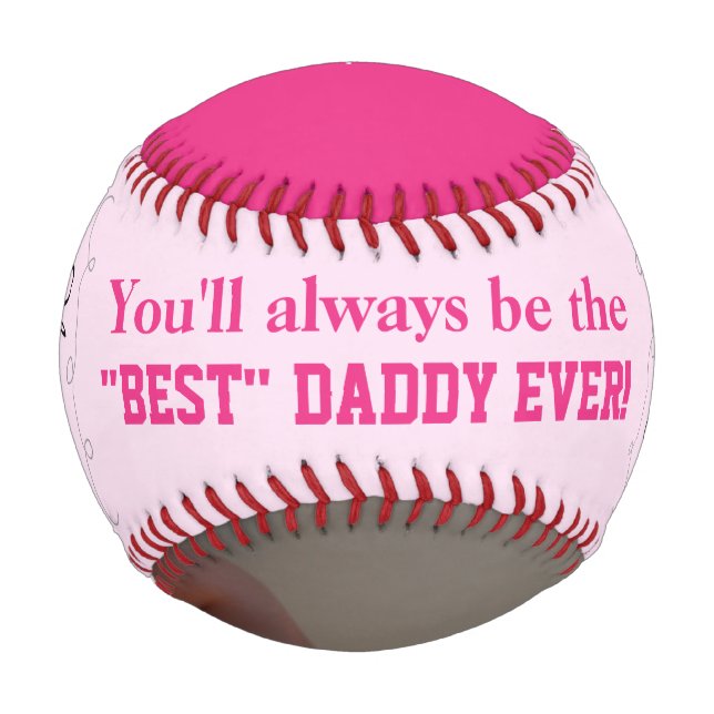 Vatertag Baby Girl Pink Foto Baseball (Vorderseite)