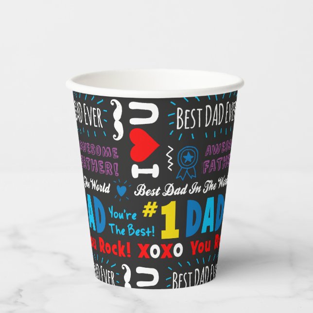 Vatertag Beste Vater-Redewendungen Pappbecher (Vorderseite)