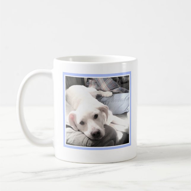 Vatertag Bester Papa je Niedliches Welpenhund-Foto Kaffeetasse (Links)