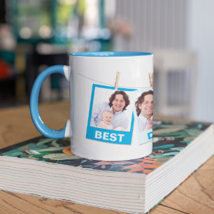 Vatertag Bester Vater je 3 Foto Collage Blue Tasse