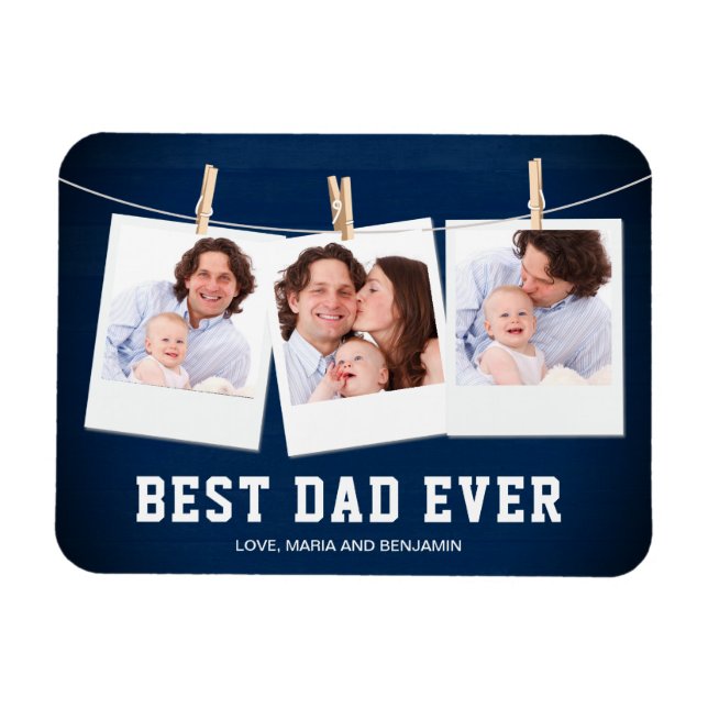 Vatertag| Bester Vater je 3 FotoCollage Magnet (Horizontal)