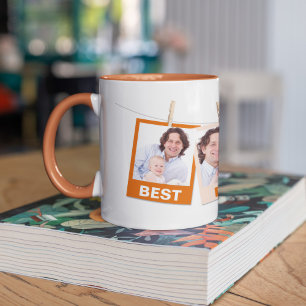 Vatertag Bester Vater je 3 FotoCollage Orange Tasse