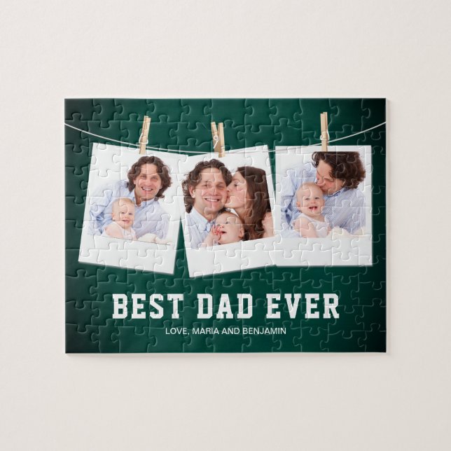 Vatertag| Bester Vater je 3 FotoCollage Puzzle (Horizontal)