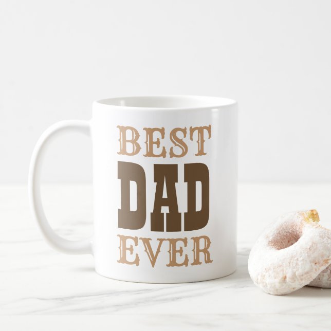 Vatertag Bester Vater je braune Typografie Kaffeetasse (Mit Donut)