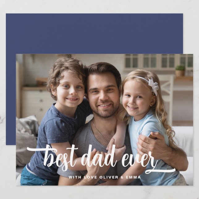 Vatertag Bester Vater je Script-Fotokarte (Vorne/Hinten)