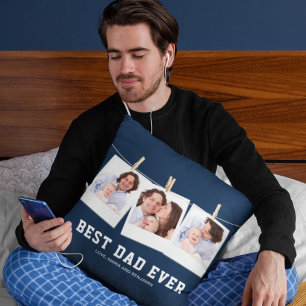 Vatertag Bester Vater überhaupt 3 Foto-Collage Kissen