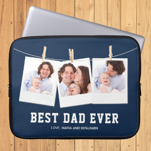 Vatertag   Bester Vater überhaupt 3 Foto-Collage Laptopschutzhülle