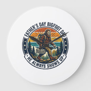 Vatertag Bigfoot Dad Shirt Lustiger Wald Legende D Große Wanduhr