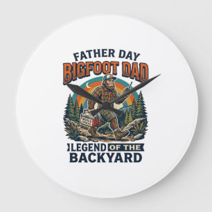 Vatertag Bigfoot Dad Shirt Snacks Held Funny Gif Große Wanduhr