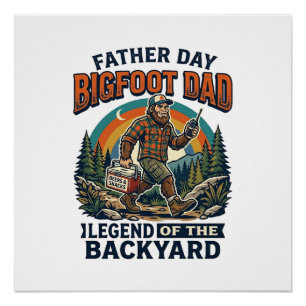 Vatertag Bigfoot Dad Shirt Snacks Held Funny Gif Poster