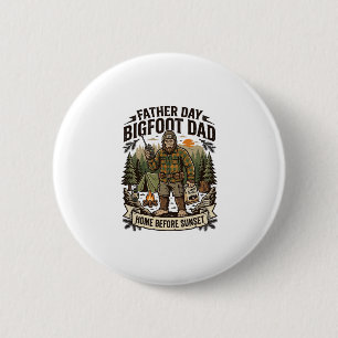 Vatertag Bigfoot Dad Shirt Woodland Papa Retro G Button