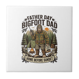Vatertag Bigfoot Dad Shirt Woodland Papa Retro G Fliese