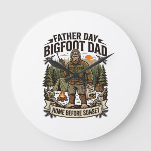 Vatertag Bigfoot Dad Shirt Woodland Papa Retro G Große Wanduhr