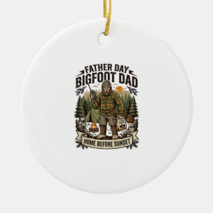 Vatertag Bigfoot Papa Shirt Woodland Papa Retro G Keramik Ornament