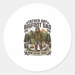 Vatertag Bigfoot Papa Shirt Woodland Papa Retro G Runder Aufkleber