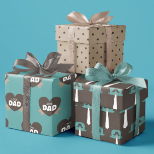 Vatertag Braun und Aquamarine Liebe Vater Set von  Geschenkpapier Set