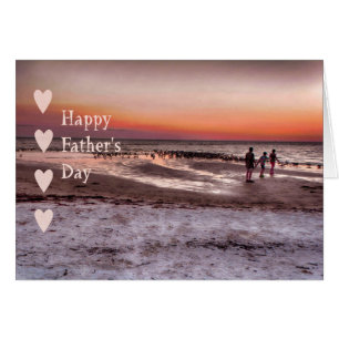 Vatertag Card Beach Sunset & Children