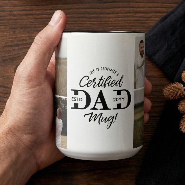 Vatertag Certified Dad Tasse Dad Fotocollage (Father’s Day Certified Dad Mug Dad Photo Collage)