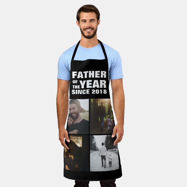 Vatertag Custom Foto Collage Vater des Jahres Schürze (Getragen)