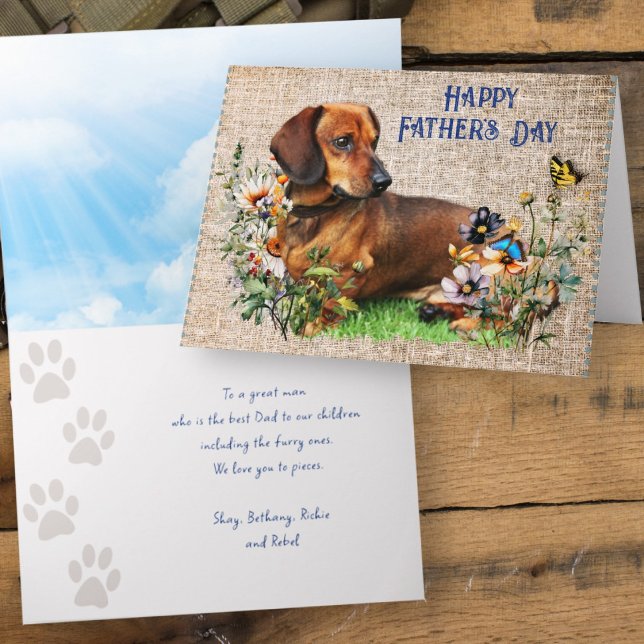 Vatertag Dachshund Benutzerdefinierte Nachricht Karte (Von Creator hochgeladen)