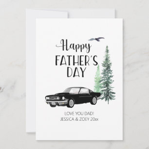 Vatertag einfache Pine Trees Black Car Card Feiertagskarte