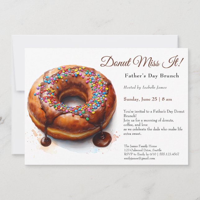 Vatertag Einladung zum Brunch - Donuts & Kaffee (Vorderseite)