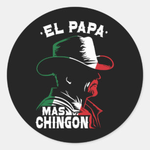 Vatertag El Papa Mas Chingon Funny mexikanischer V Runder Aufkleber