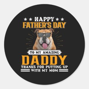 Vatertag Englisch Bulldog Vater Geschenke für Männ Runder Aufkleber
