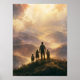 Vatertag Familie Bergblick Poster