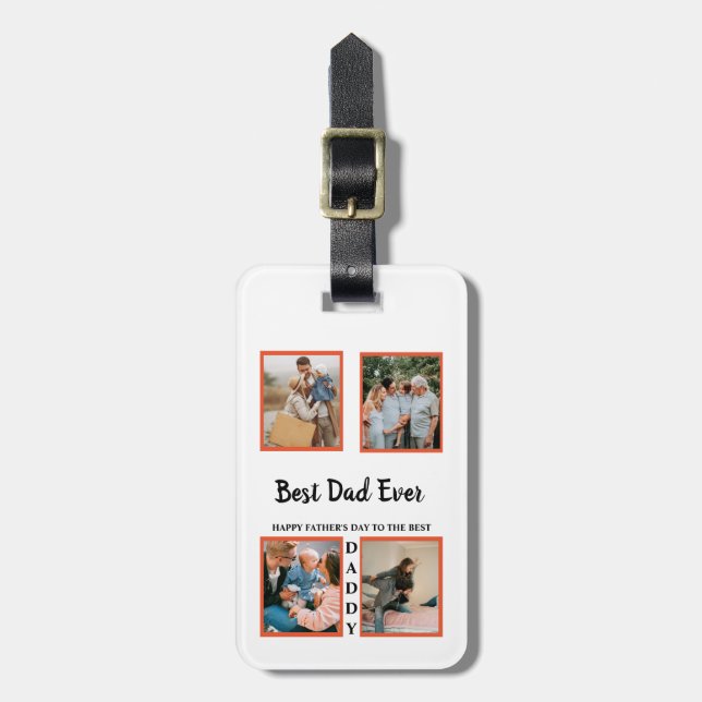 Vatertag Foto-Collage für Papa Gepäckanhänger (Vorderseite vertikal)