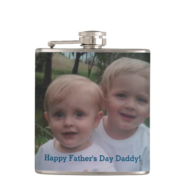 Vatertag Foto Geschenk Trinkflasche Flachmann (Vorderseite)