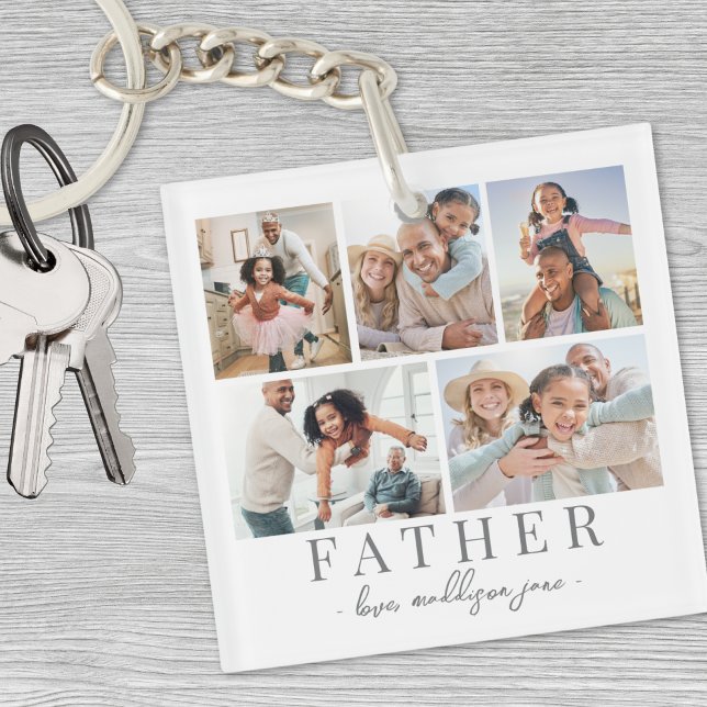 Vatertag FotoCollage Schlüsselanhänger (Fathers Day Photo Collage Keychain)