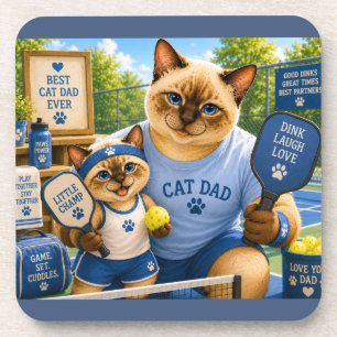 Vatertag für Cat Dad Pickleball-Fans Getränkeuntersetzer