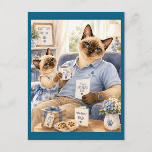 Vatertag für Katzenpapa Katzenliebhaber Postkarte