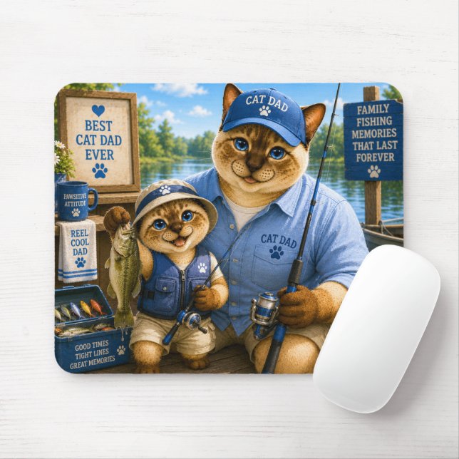 Vatertag für Katzenpapi-Angler Mousepad (Mit Mouse)