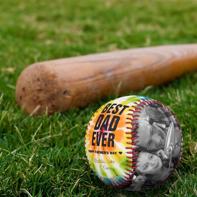 Vatertag Gefärbte Krawatte Bester Vater je Fotos n Baseball (Father's Day Tie Dye Best Dad Ever Photos Custom Baseball)
