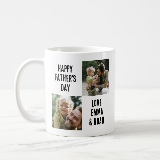Vatertag Geschenk für Ihm, Angepasstes 2 Foto Kaffeetasse (Links)