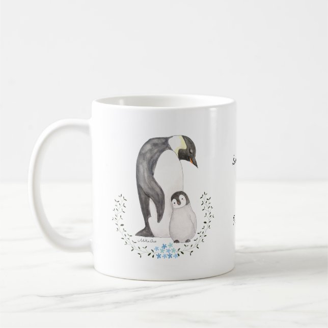Vatertag Geschenk Penguin Vater und Kinderkunst Cu Kaffeetasse (Links)
