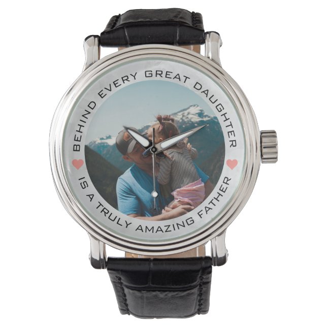 Vatertag Gewohntes Foto Herz Armbanduhr (Vorderseite)