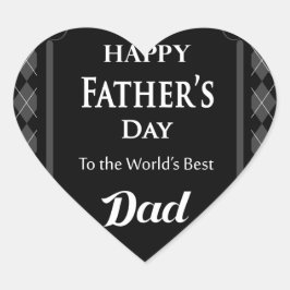 Vatertag - "Glücklicher Vatertag" Schwarz/Grau Herz-Aufkleber