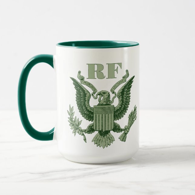 Vatertag Golf Papa Grün Adler Wappen Monogramm Tasse (Links)