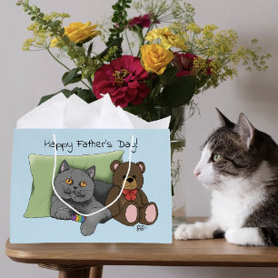 Vatertag Graue Katze Große Geschenktüte