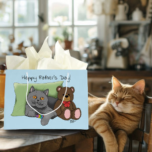 Vatertag Graue Katze Große Geschenktüte