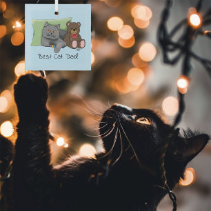 Vatertag Graue Katze Ornament Aus Glas