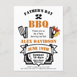 Vatertag Hinterhof Orange Ribbon GRILLEN Party Postkarte