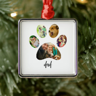 Vatertag Hund Papa   5 Pfotenabdruck-Fotocollage Ornament Aus Metall